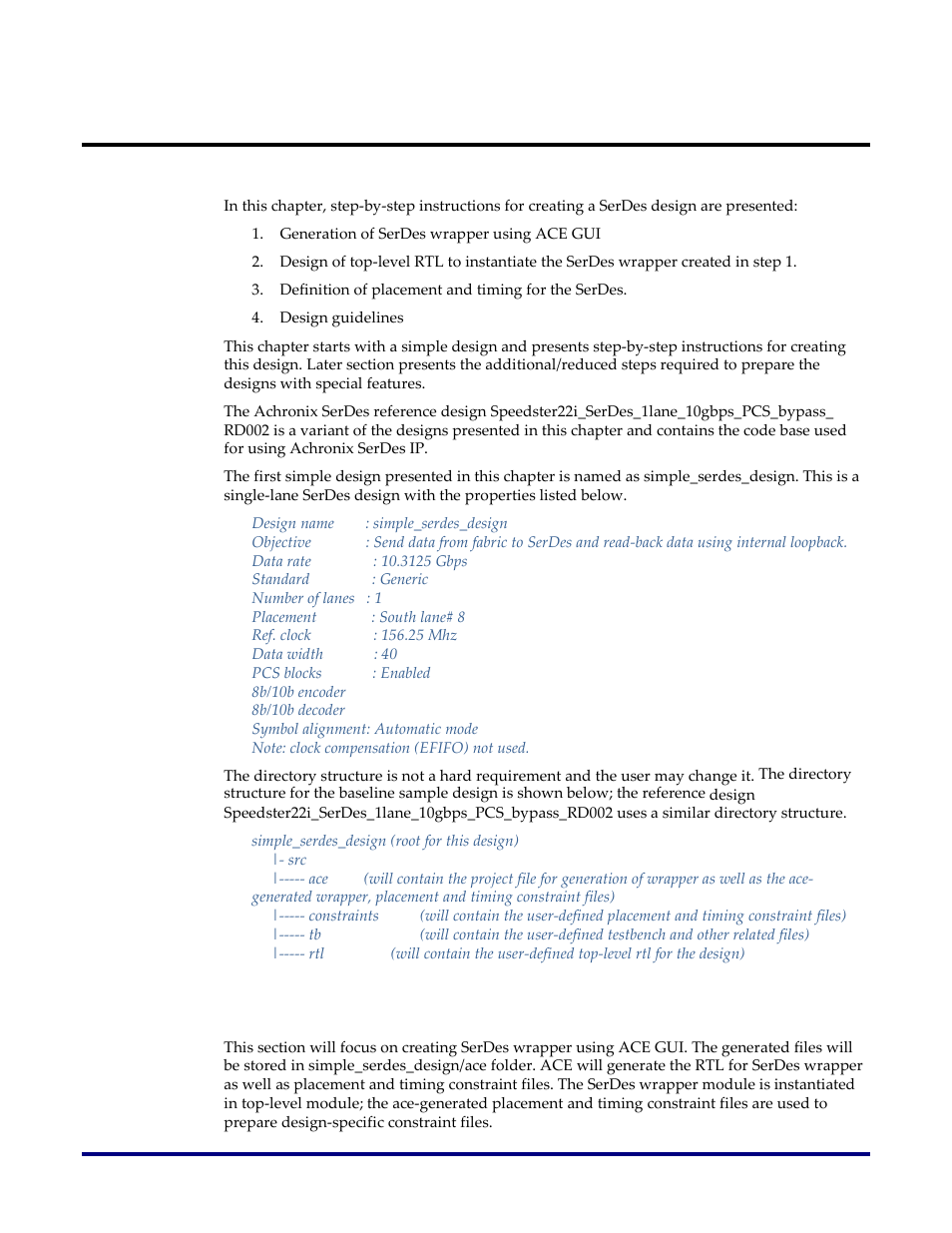 Design flow: creating a serdes design, Generating serdes wrapper using ace gui | Achronix Speedster22i SerDes User Manual | Page 49 / 113