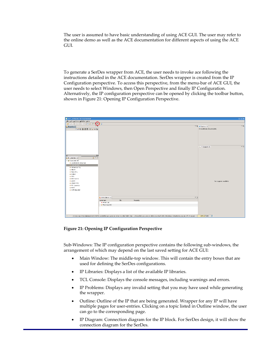 Single-lane serdes wrapper, Figure 21: opening ip configuration perspective | Achronix Speedster22i SerDes User Manual | Page 50 / 113