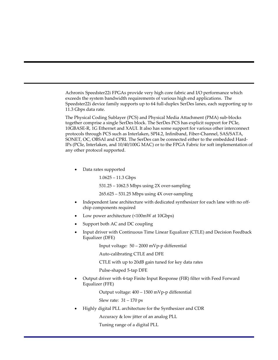 Overview, Physical media attachment (pma), Chapter 1 – serdes architecture | Achronix Speedster22i SerDes User Manual | Page 7 / 113