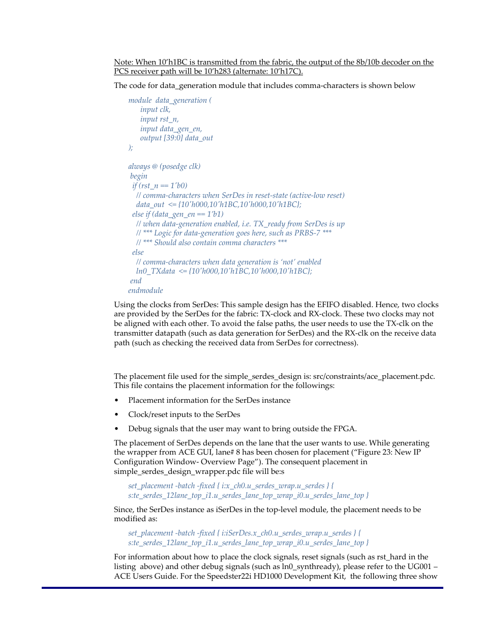 Placement of serdes | Achronix Speedster22i SerDes User Manual | Page 77 / 113