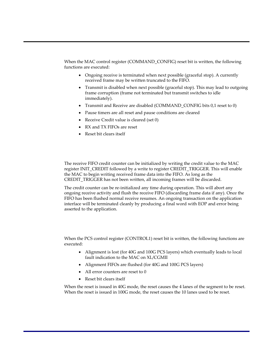 Reset considerations, Mac soft reset, Fifo / credit counter reset | Pcs reset | Achronix Speedster22i 10G/40G/100G Ethernet User Manual | Page 28 / 108