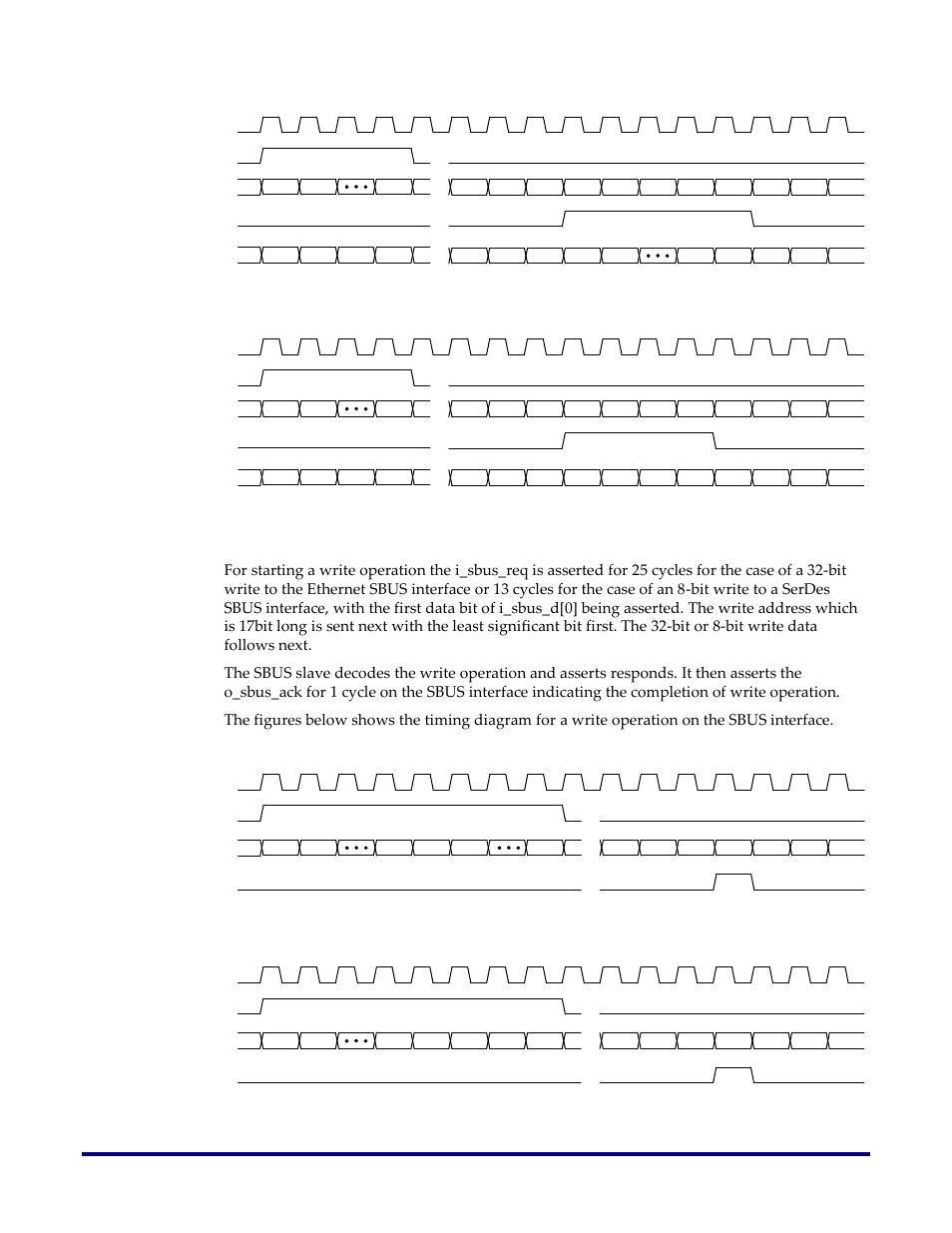 Write operation, Figure 21: read in 32-bit data bus mode, Figure 22: read in 8-bit data bus mode | Figure 23: write in 32-bit data bus mode, Figure 24: write in 8-bit data bus mode | Achronix Speedster22i 10G/40G/100G Ethernet User Manual | Page 50 / 108