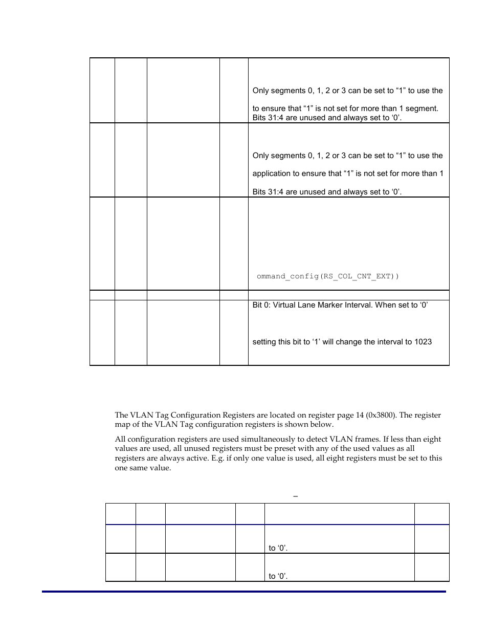 Vlan tag configuration registers, Vlan tag configuration, Registers | Achronix Speedster22i 10G/40G/100G Ethernet User Manual | Page 78 / 108