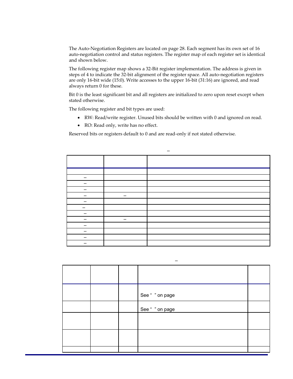 Auto-negotiation registers | Achronix Speedster22i 10G/40G/100G Ethernet User Manual | Page 87 / 108