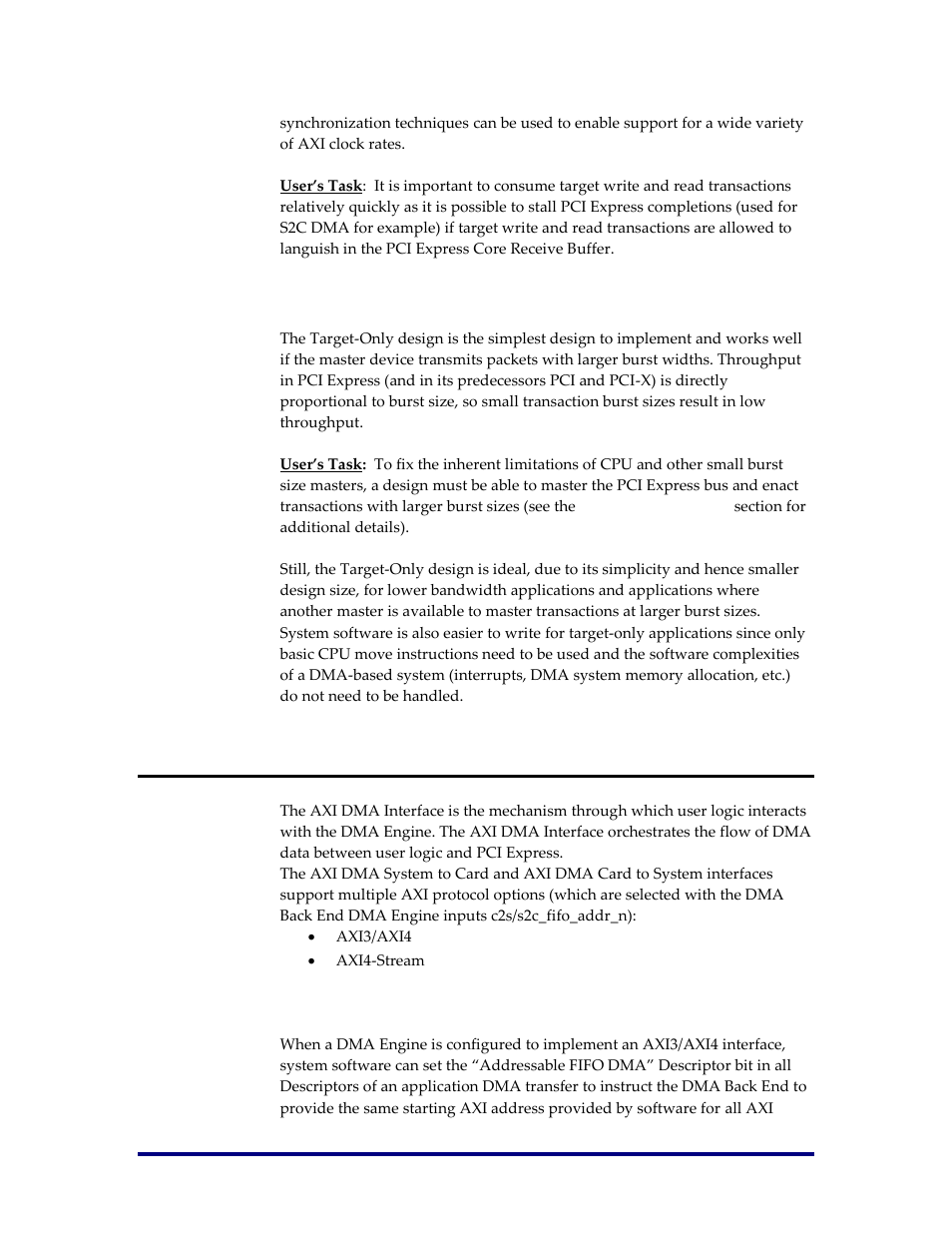 Target only design, Axi back-end dma interface, Addressable fifo dma | Achronix Speedster22i PCIe User Manual | Page 13 / 81