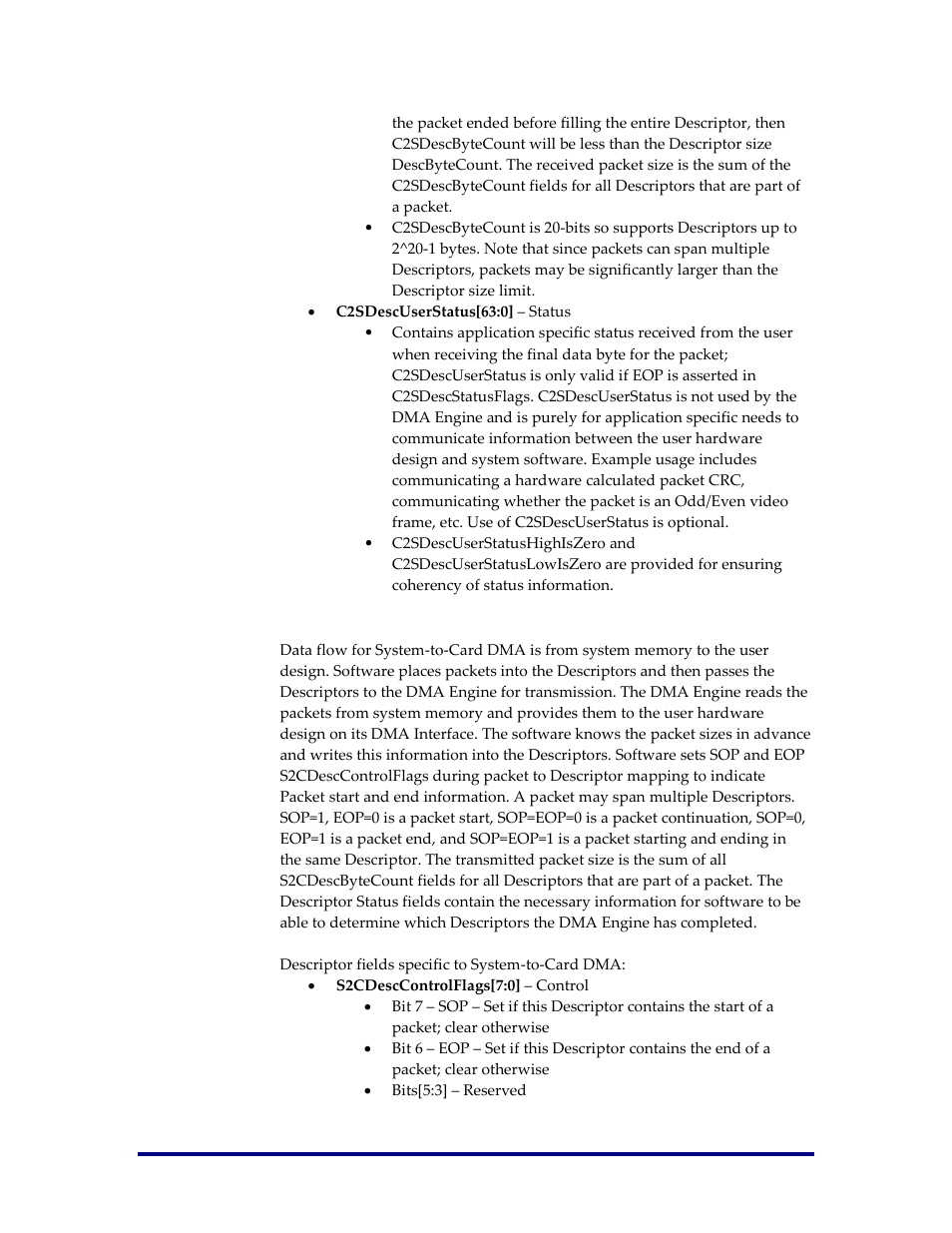 System-to-card descriptor field descriptors | Achronix Speedster22i PCIe User Manual | Page 18 / 81