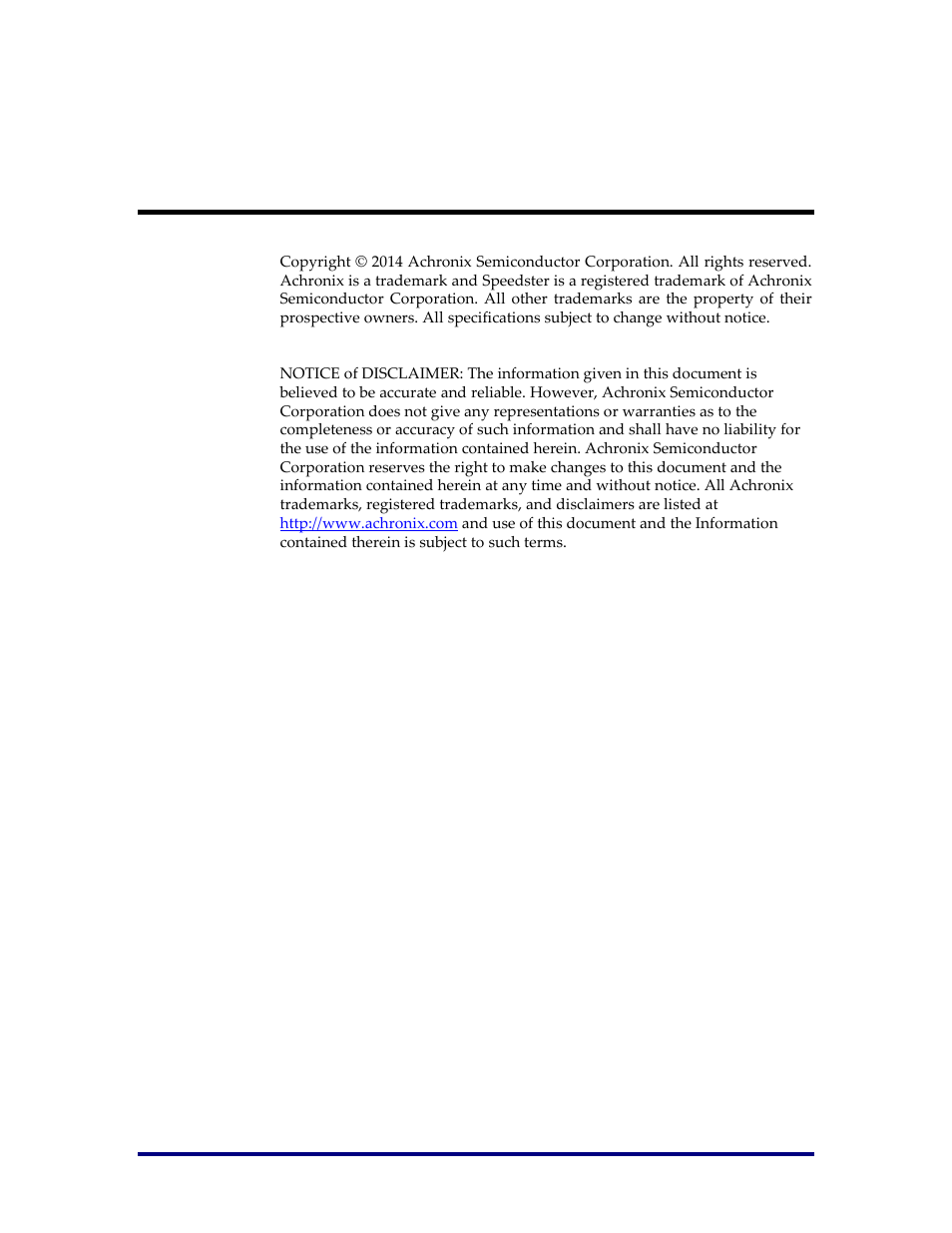 Copyright info | Achronix Speedster22i Interlaken User Manual | Page 2 / 51