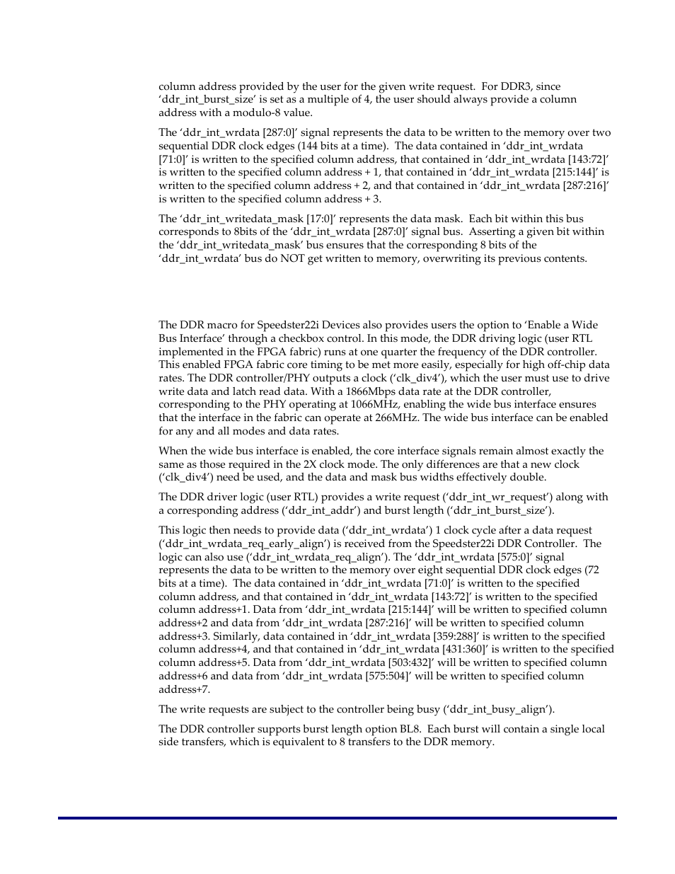 Write protocol with wide bus interface enabled | Achronix Speedster22i DDR User Manual | Page 21 / 32