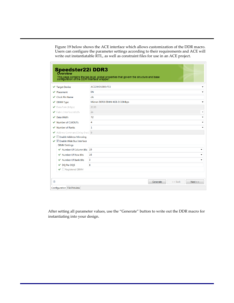 Customization using ace, Figure 19: ddr3 customization using ace | Achronix Speedster22i DDR User Manual | Page 31 / 32