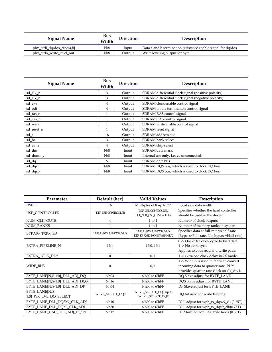 E table 2, Table 3 | Achronix Speedster22i Memory PHY User Manual | Page 9 / 20