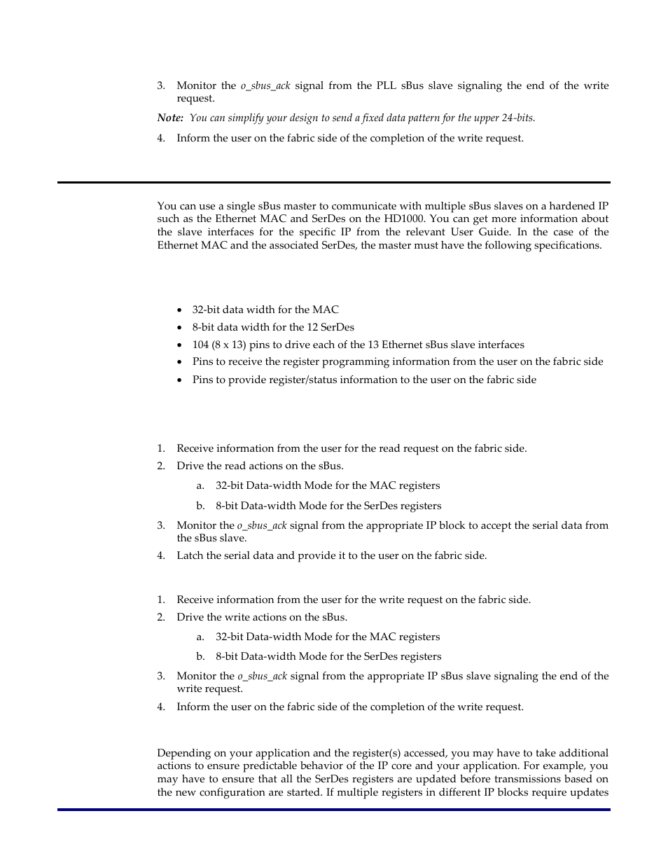 Single master for multiple slaves implementation, Read operation, Write operation | Design considerations | Achronix Speedster22i sBus User Manual | Page 18 / 27