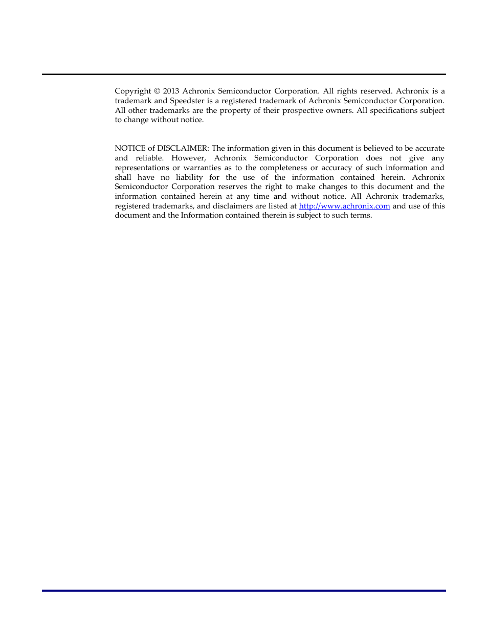 Copyright info | Achronix Speedster22i sBus User Manual | Page 2 / 27