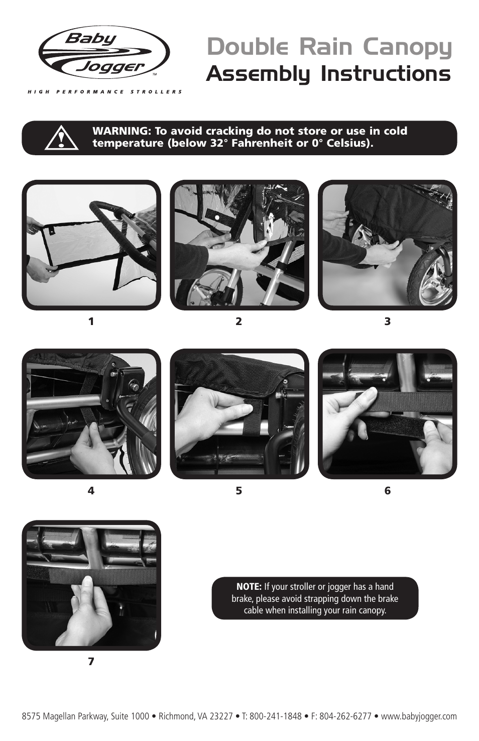 Baby Jogger Double Rain Canopy User Manual | 1 page