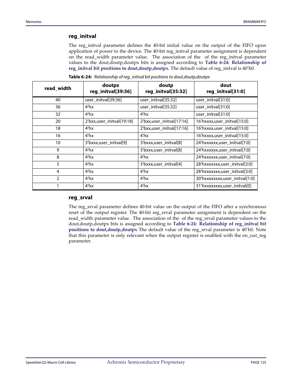 Heading3 - reg_initval, Heading3 - reg_srval | Achronix Speedster22i User Macro Guide User Manual | Page 142 / 224