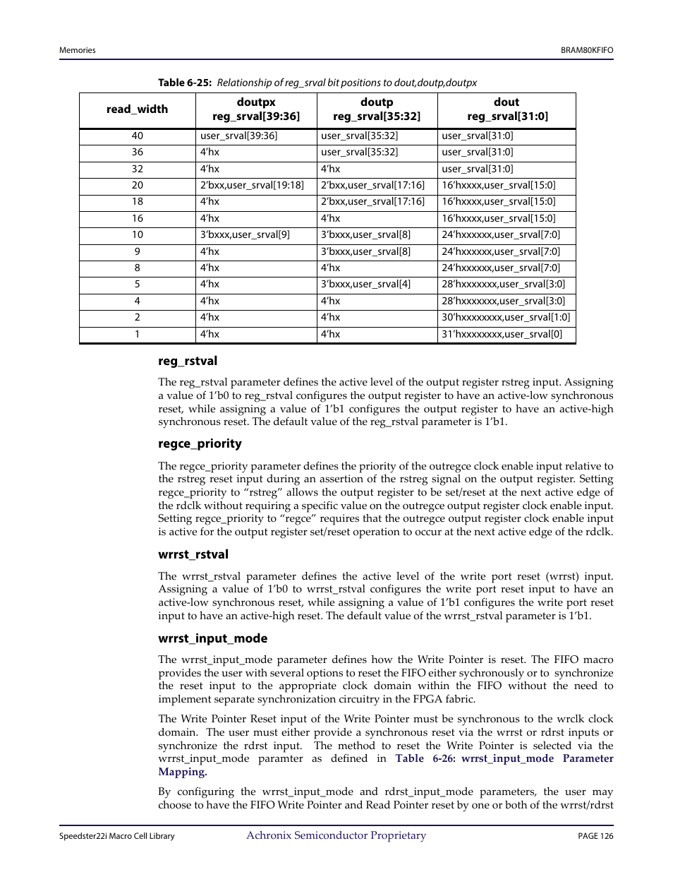 Heading3 - reg_rstval, Heading3 - wrrst_rstval, Heading3 - wrrst_input_mode | Achronix Speedster22i User Macro Guide User Manual | Page 143 / 224