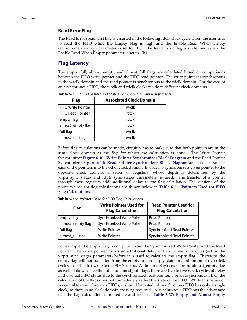 Heading3 - read error flag, Heading2 - flag latency, Flag latency | Achronix Speedster22i User Macro Guide User Manual | Page 152 / 224