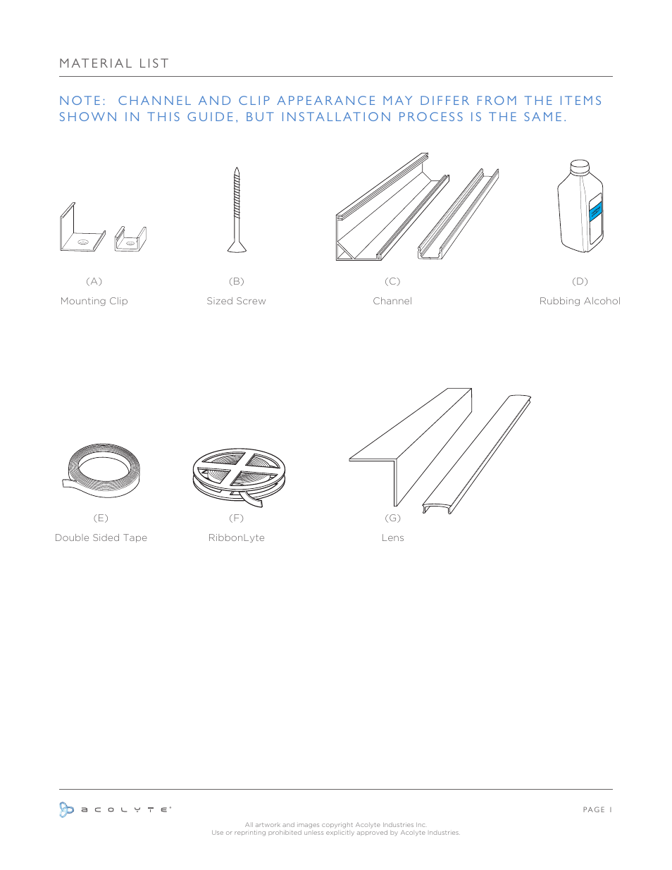 Acolyte RibbonLyte in Channel with Mounting Clips User Manual | Page 2 / 6