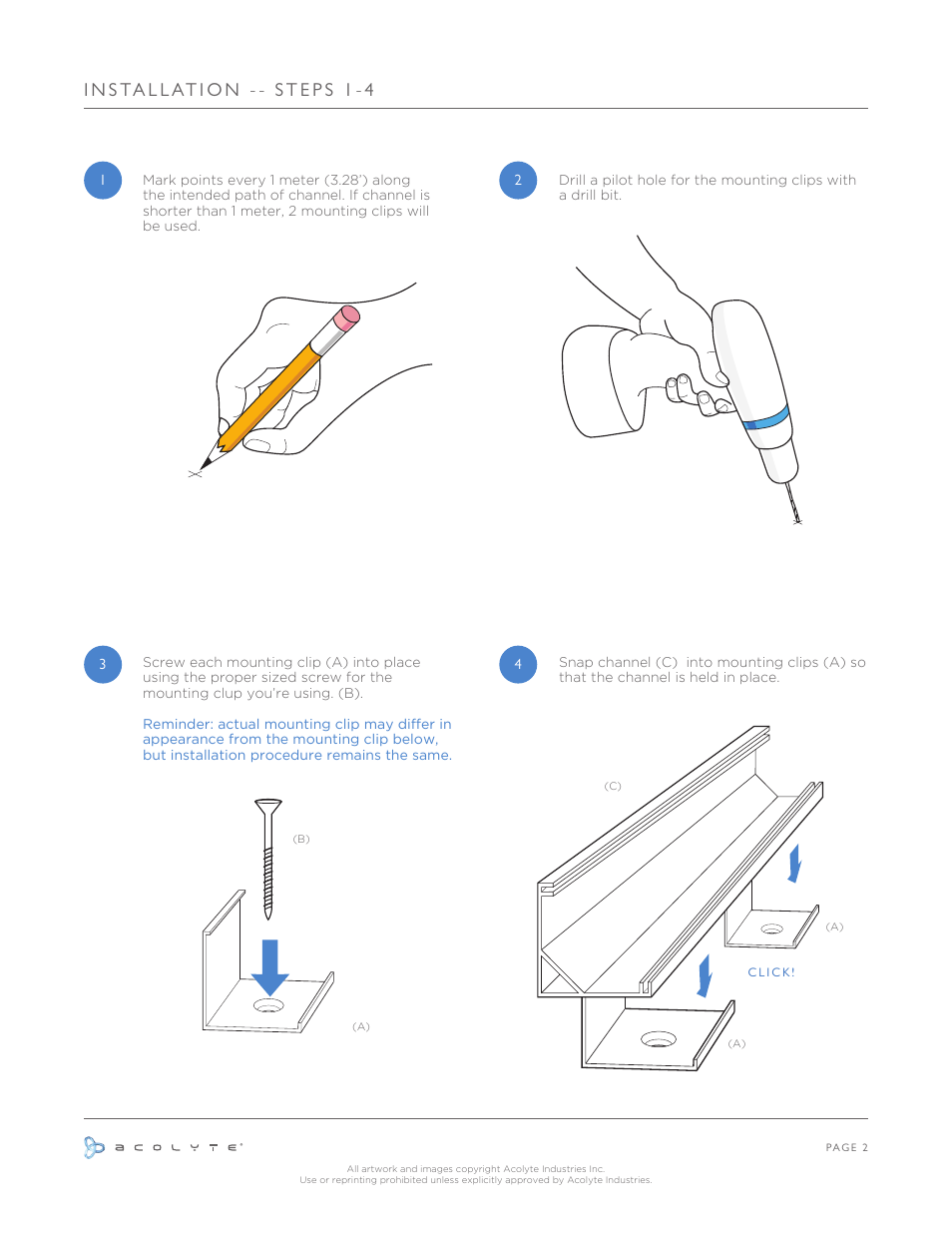 Acolyte RibbonLyte in Channel with Mounting Clips User Manual | Page 3 / 6