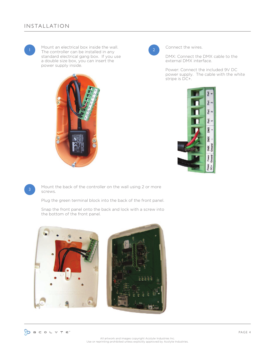 I n s ta l l at i o n | Acolyte DMX User Manual | Page 5 / 30