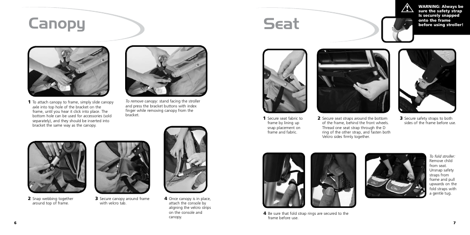 Canopy, Seat | Baby Jogger ASTM F833-07A User Manual | Page 5 / 9