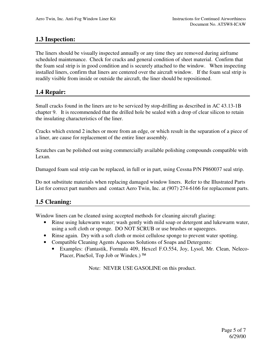 Aero Twin ATSW8-B User Manual | Page 5 / 7