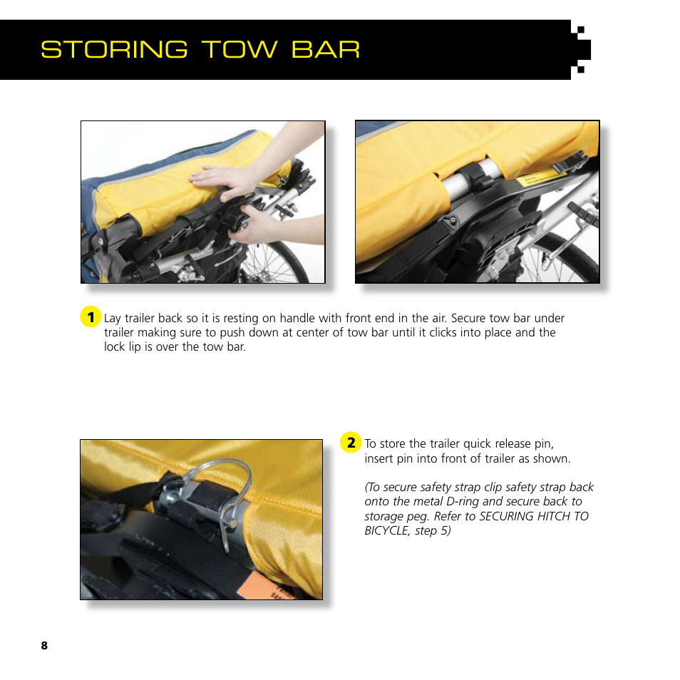 Storing tow bar | Baby Jogger Bicycle Accessories User Manual | Page 10 / 20
