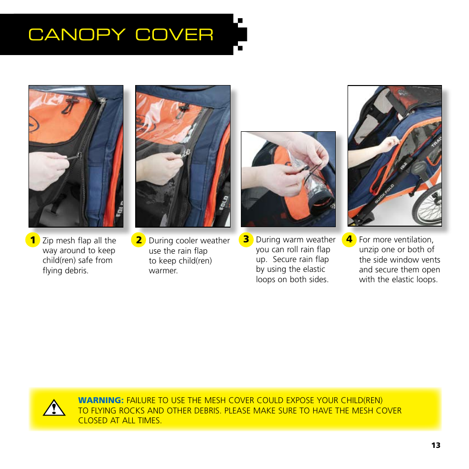 Canopy cover | Baby Jogger Bicycle Accessories User Manual | Page 15 / 20