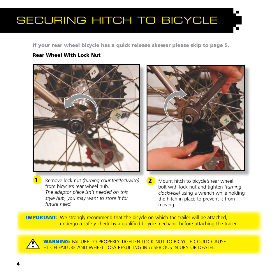 Securing hitch to bicycle | Baby Jogger Bicycle Accessories User Manual | Page 6 / 20