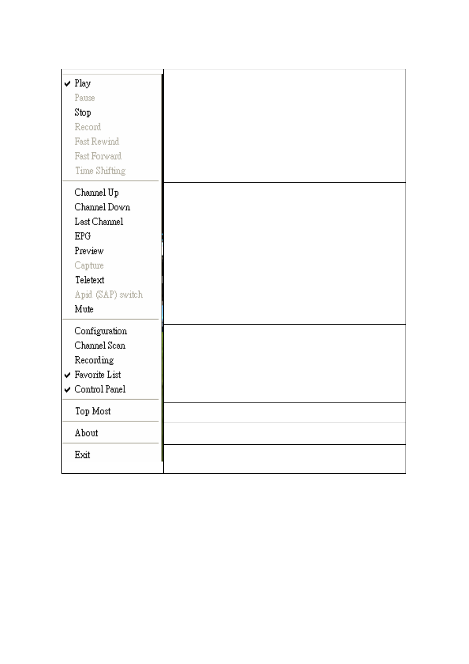 4 right click menu | AItech HDTV USB User Manual | Page 16 / 22