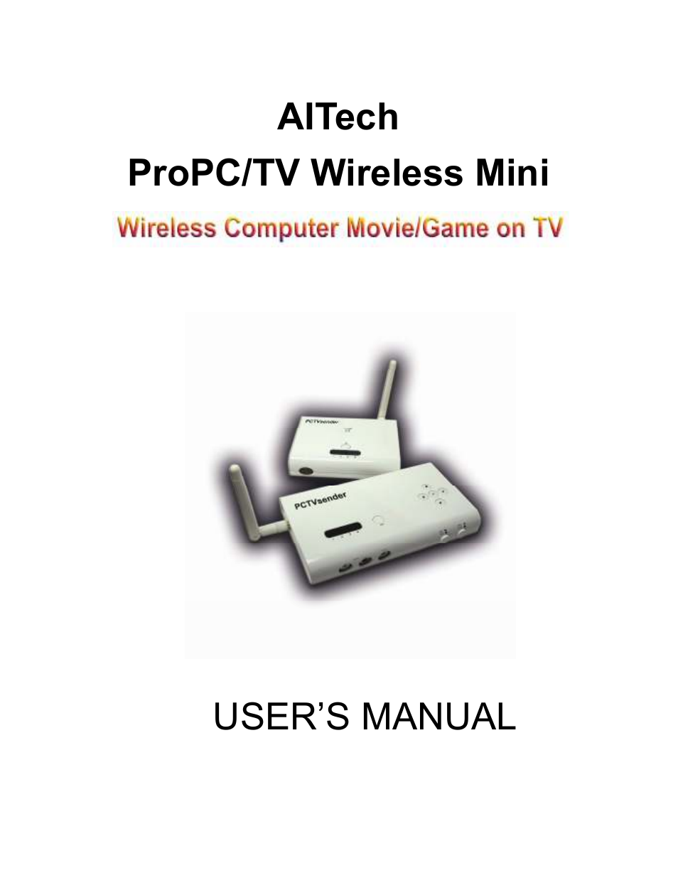 AItech ProPC/TV Wireless Mini User Manual | 15 pages