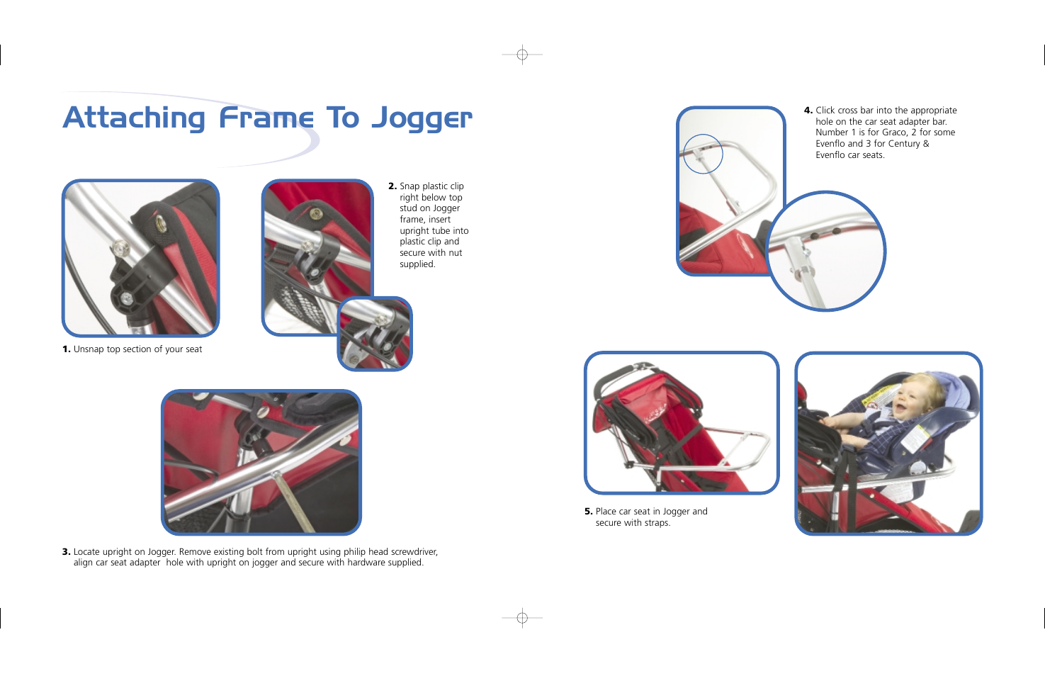 Attaching frame to jogger | Baby Jogger Car Seat User Manual | Page 2 / 2