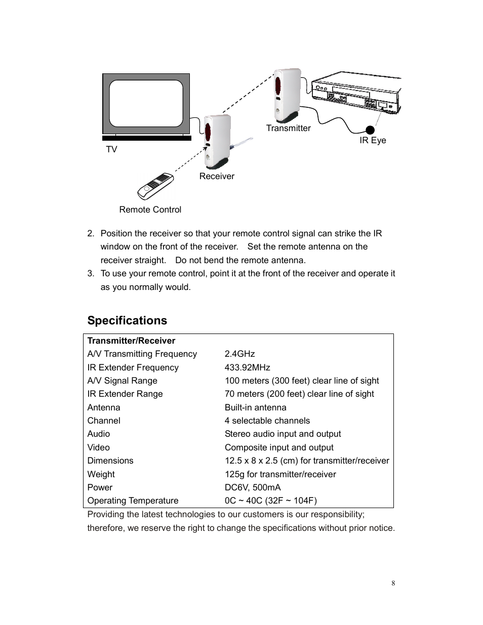 Specifications | AItech ProA/V Media Extender Mini User Manual | Page 9 / 11