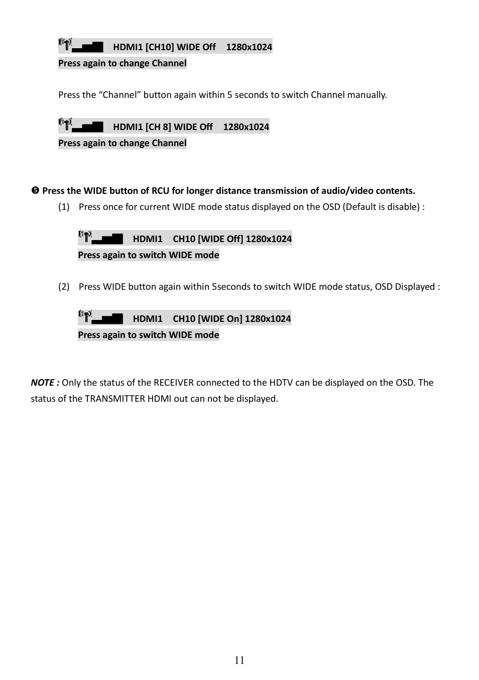 AItech ProA/V Media Extender - Wireless HDMI User Manual | Page 12 / 31