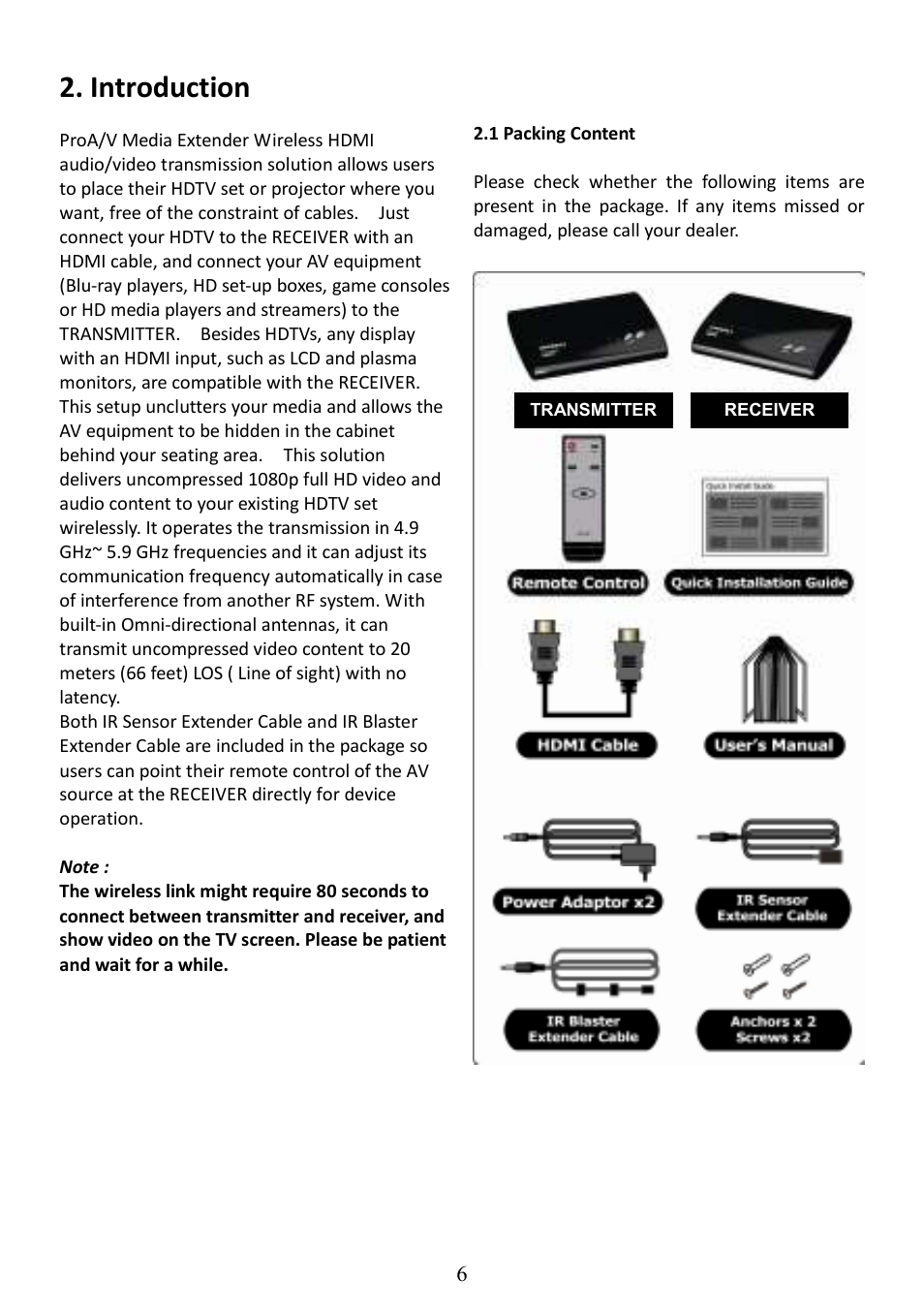 Introduction | AItech ProA/V Media Extender - Wireless HDMI User Manual | Page 7 / 31