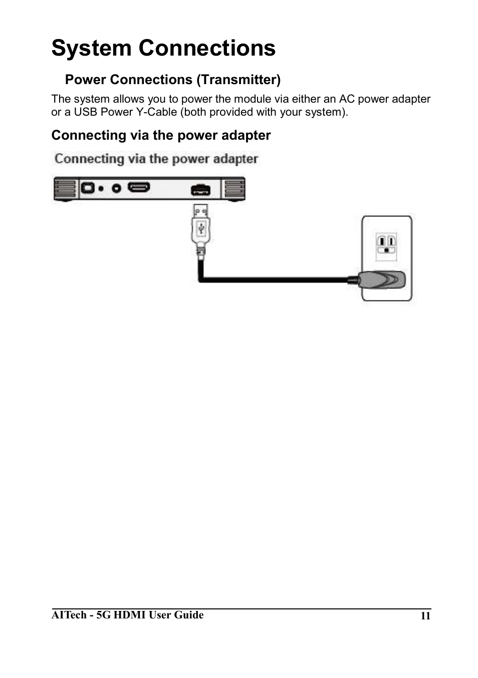 System connections | AItech Wireless HDMI Advanced User Manual | Page 11 / 16