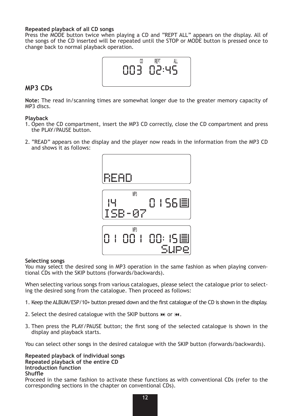 Mp3 cds | Bench KH 4438 User Manual | Page 12 / 16