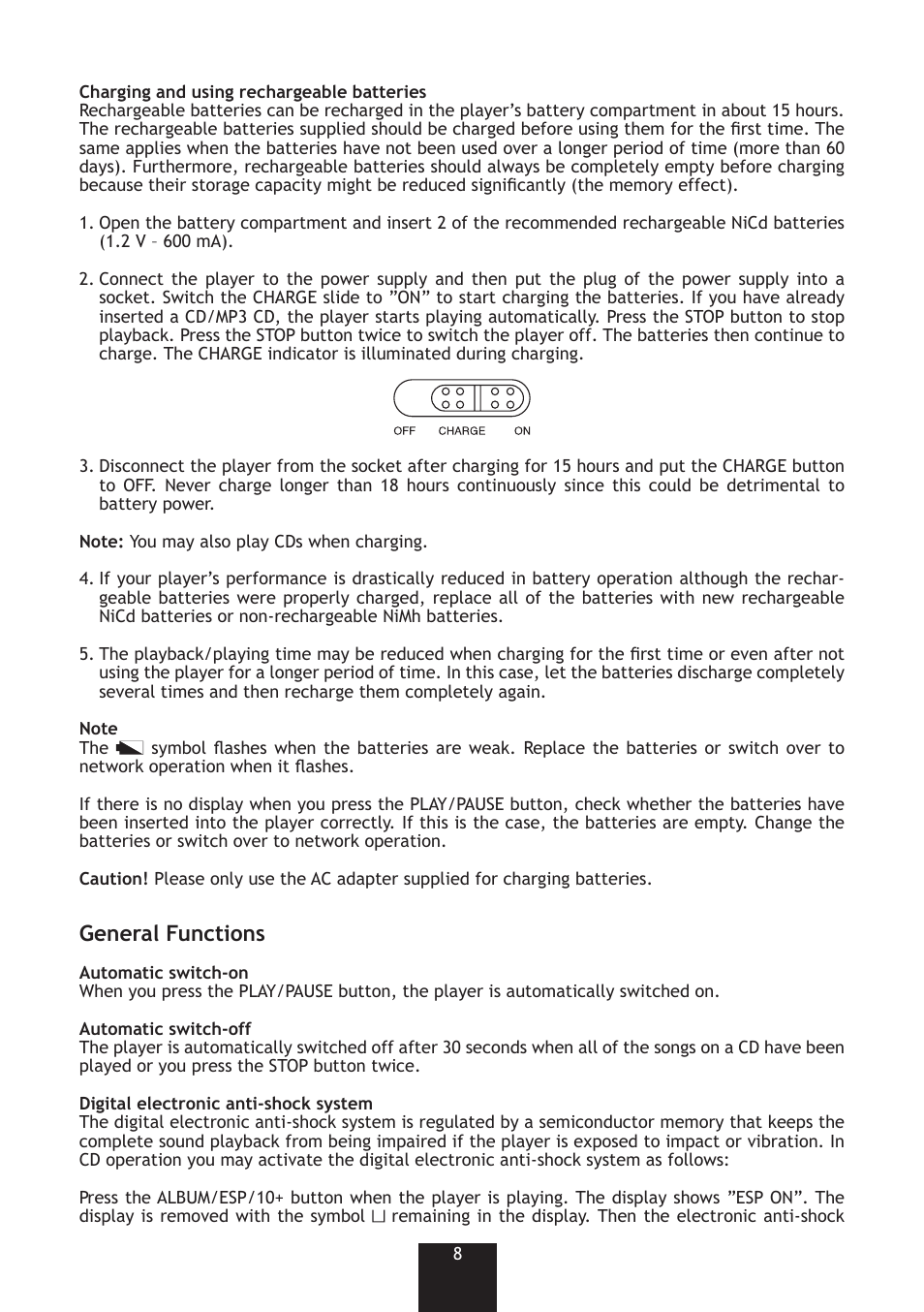 General functions | Bench KH 4438 User Manual | Page 8 / 16