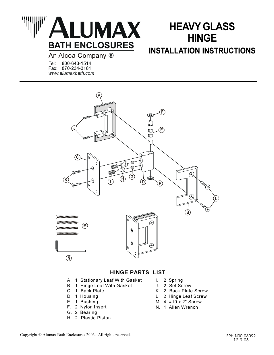 Alumax DesignLine Hinge User Manual | 5 pages