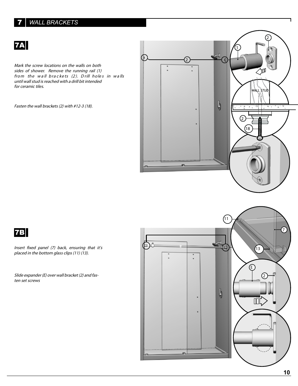7a 7b, Wall brackets | Alumax P-DR1W-48-60 User Manual | Page 10 / 14