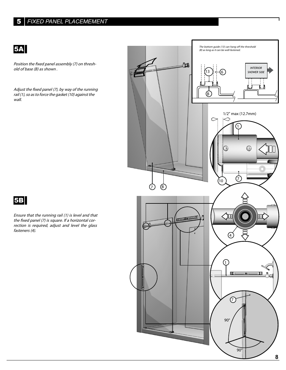 Fixed panel placemement | Alumax P-DR1W-48-60 User Manual | Page 8 / 14