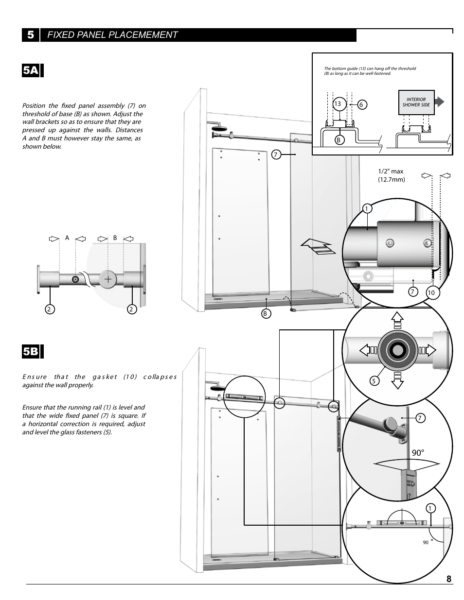 Fixed panel placemement | Alumax P-DR1W-72 User Manual | Page 8 / 15