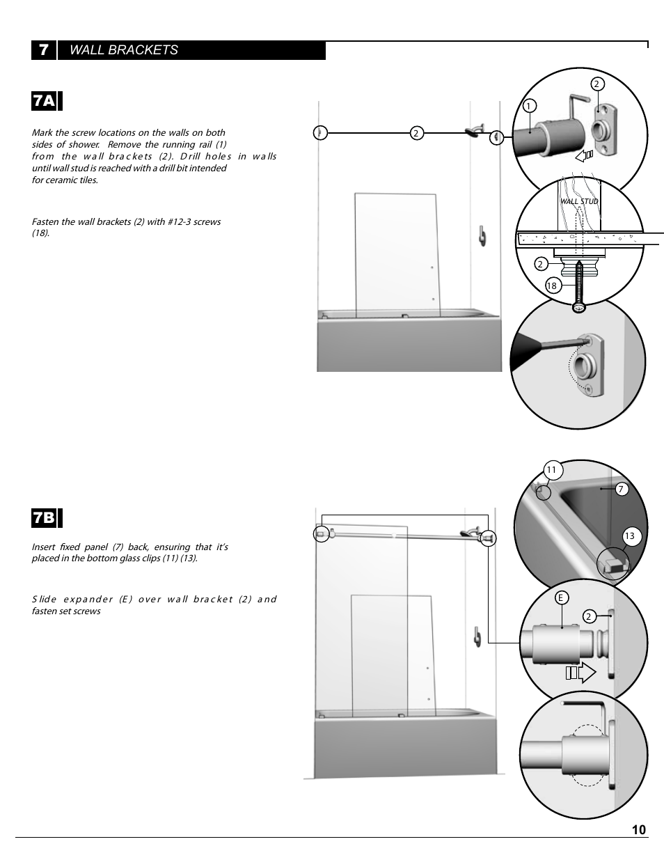 7a 7b, Wall brackets | Alumax P-DR1WT-60 User Manual | Page 10 / 14