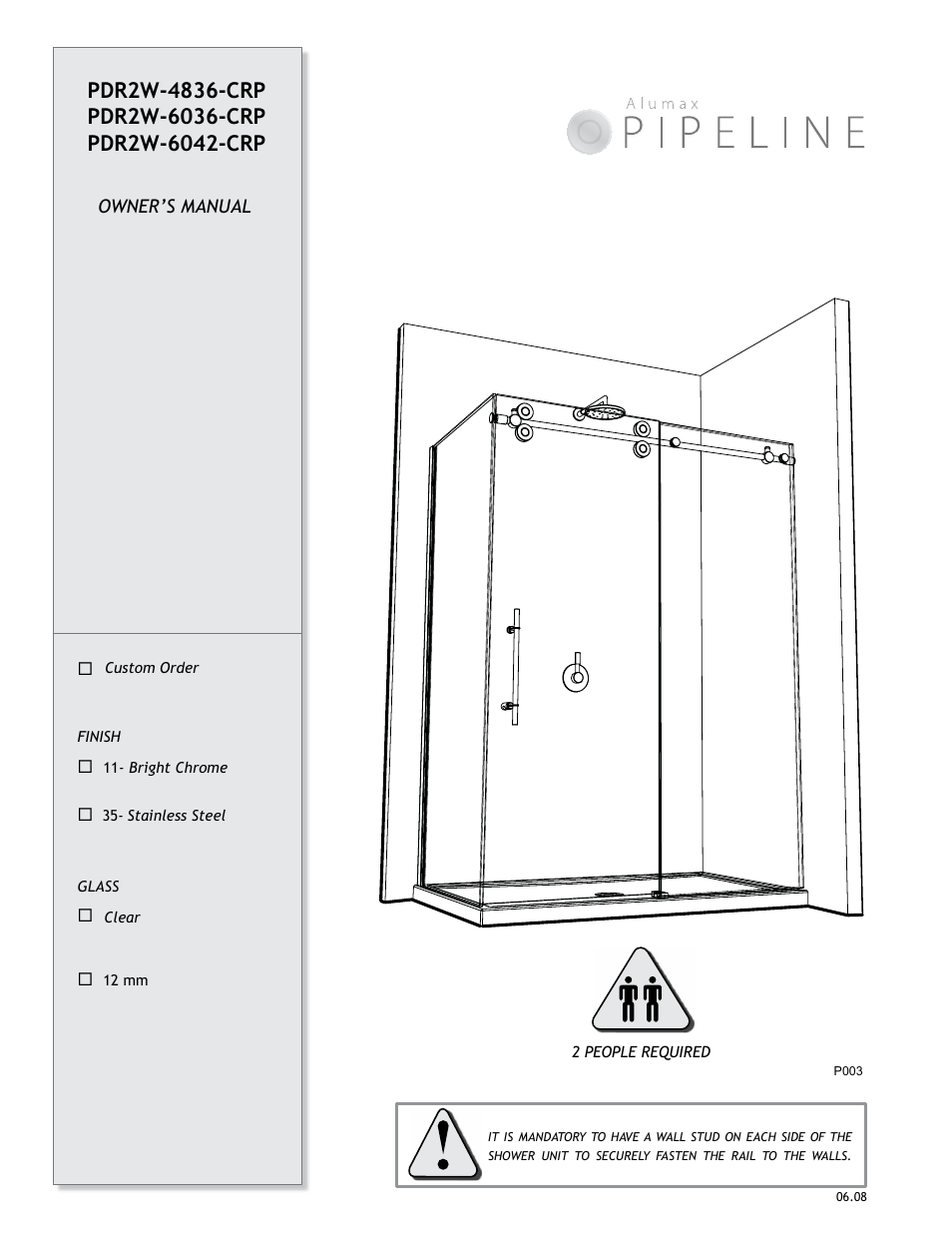 Alumax P-DR2W-48-60-CRP User Manual | 18 pages