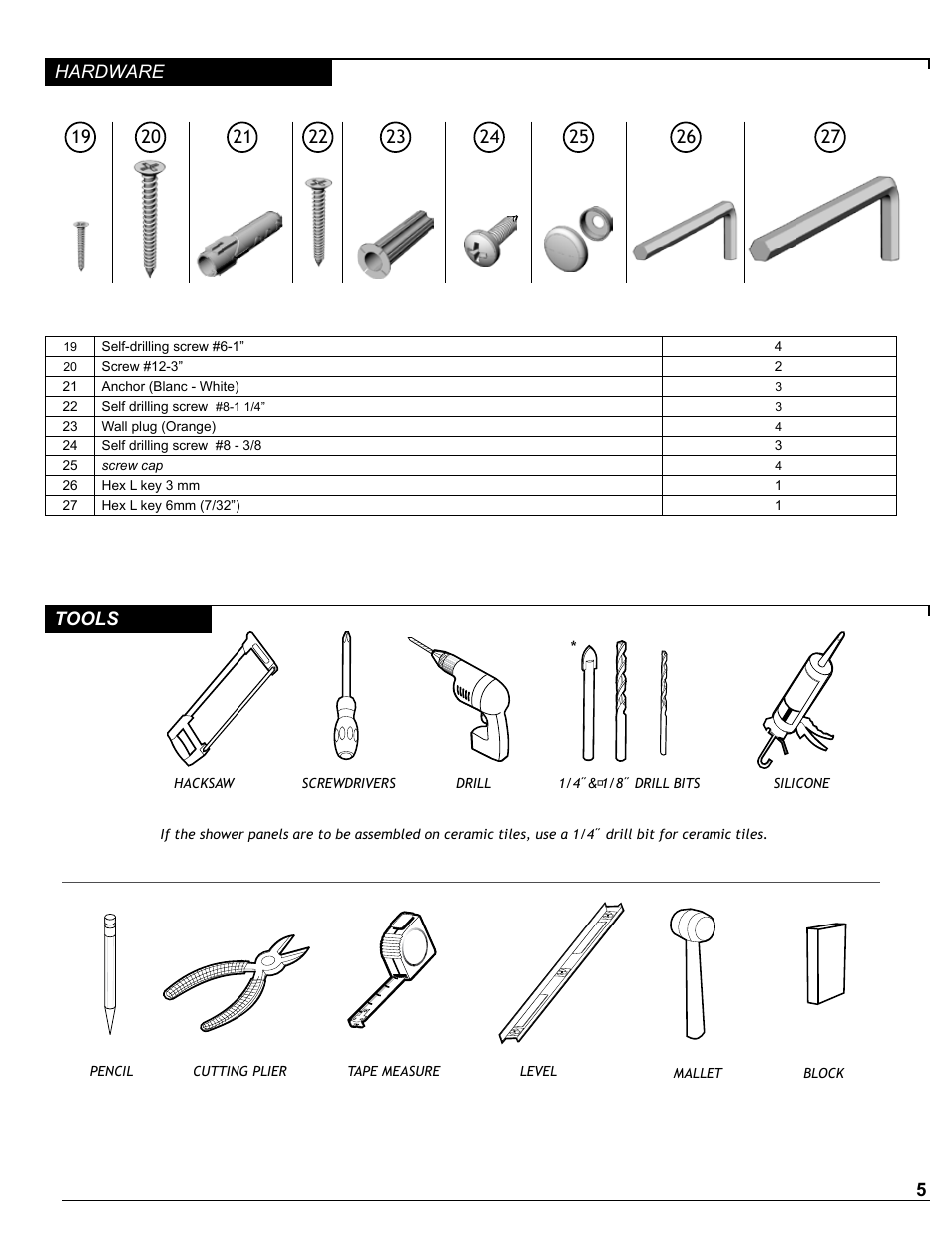 5tools hardware | Alumax P-DR2W-48-60-CRP User Manual | Page 5 / 18