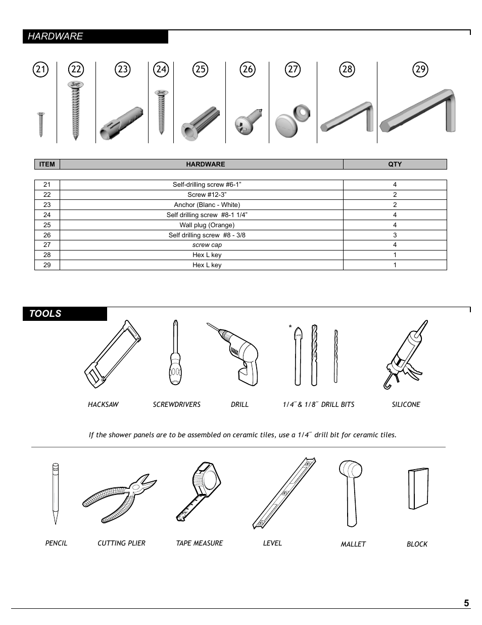 5tools hardware | Alumax P-DR2W-72-CRP User Manual | Page 5 / 19