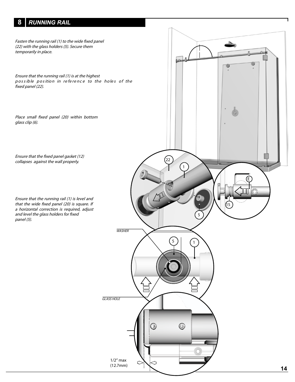 Running rail | Alumax P-DR2W-72-CW User Manual | Page 14 / 19