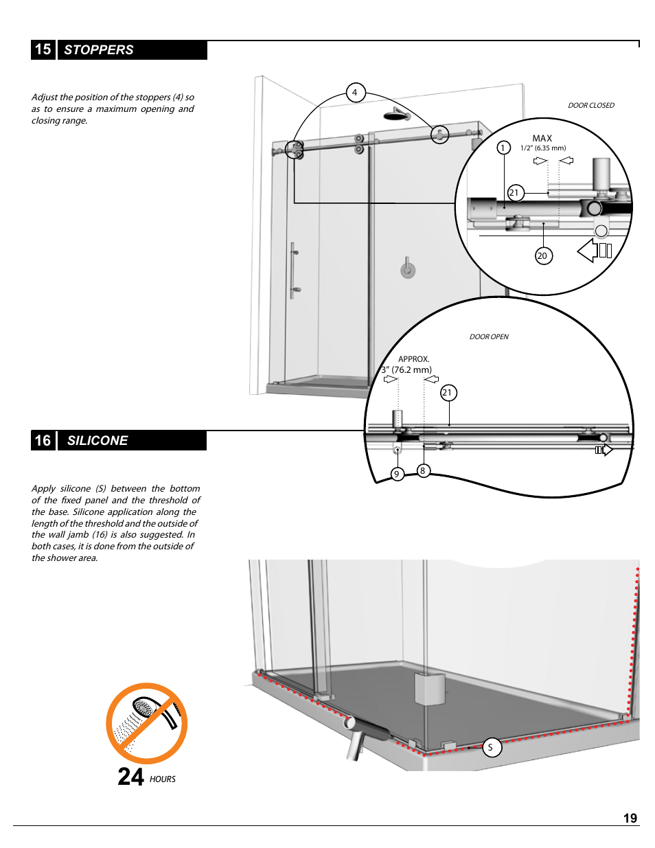Silicone, Stoppers | Alumax P-DR2W-72-CW User Manual | Page 19 / 19