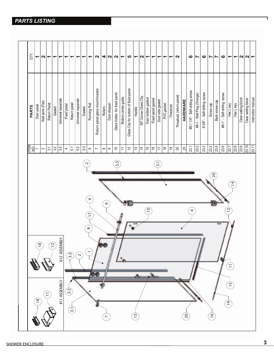 Parts listing | Alumax P-DR3W-72 User Manual | Page 3 / 32