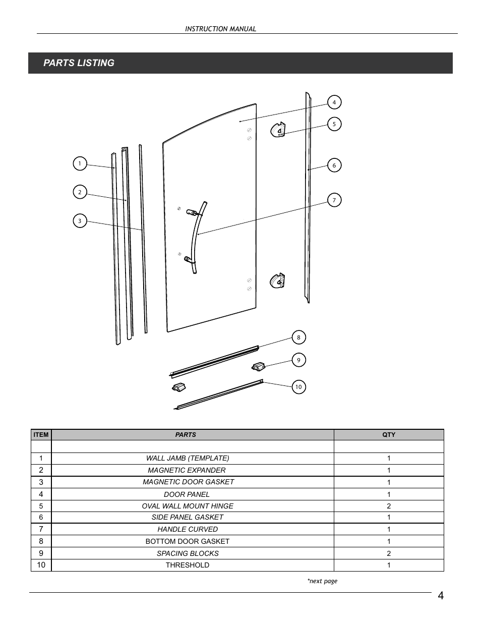 Parts listing | Alumax M-90X User Manual | Page 4 / 13