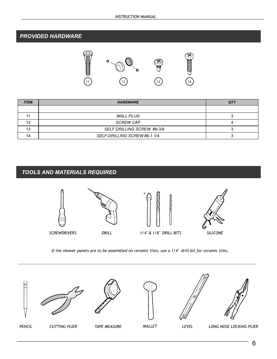 Tools and materials required provided hardware | Alumax M-90X User Manual | Page 6 / 13
